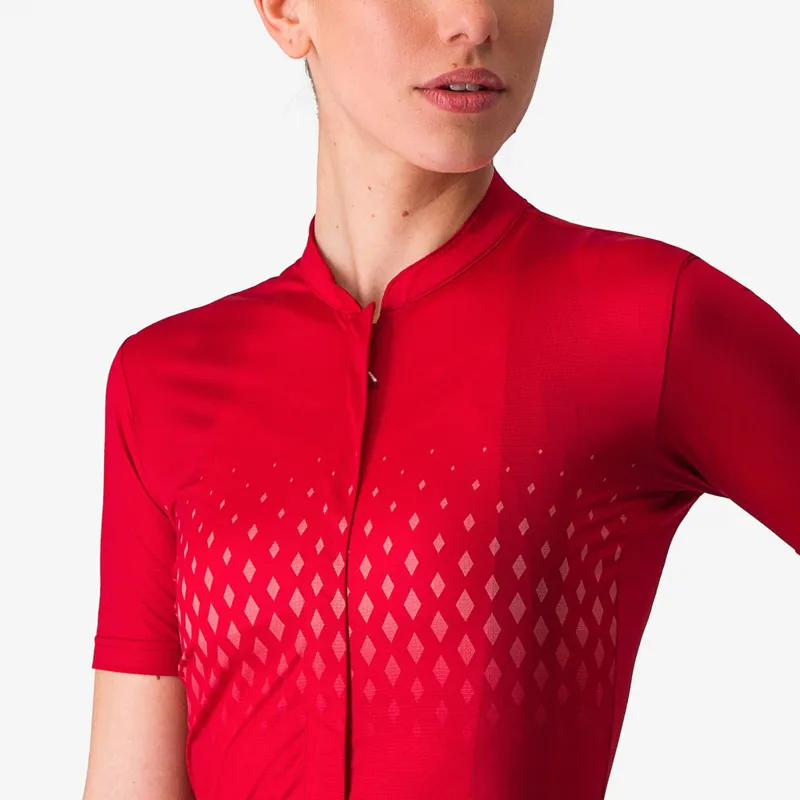 Castelli Unlimited Sentiero 3 Women's Short Sleeve Jersey in Rich Red/Mineral Red-3