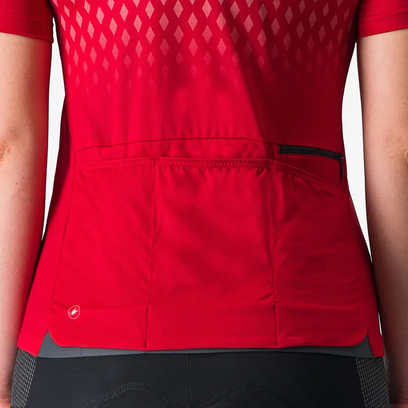 Castelli Unlimited Sentiero 3 Women's Short Sleeve Jersey in Rich Red/Mineral Red-5
