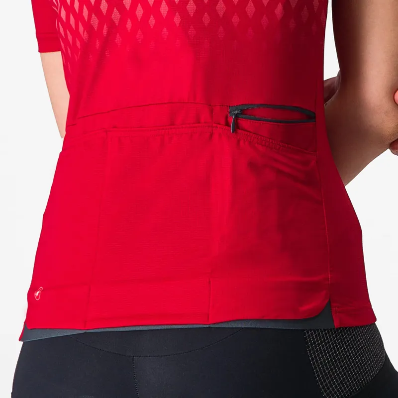 Castelli Unlimited Sentiero 3 Women's Short Sleeve Jersey in Rich Red/Mineral Red-4
