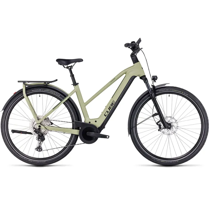 Cube Kathmandu Hybrid SLX 750 Trekking Electric Hybrid Bike 2024 in Green/Olive-1