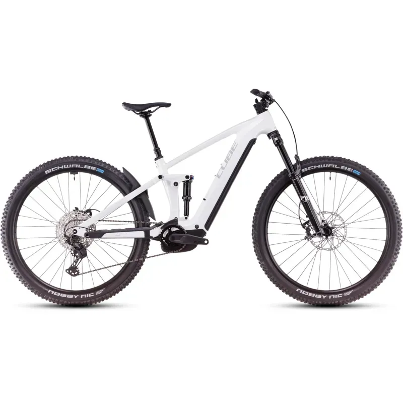 Cube Stereo Hybrid One44 EXC Electric Mountain Bike 2025 in White Marble/Black