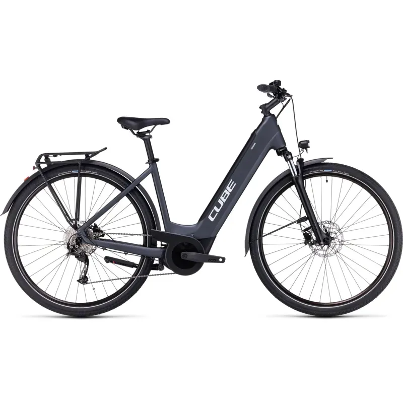 Cube Touring Hybrid One Trapeze 625 Electric Hybrid Bike 2025 in Grey/White-2
