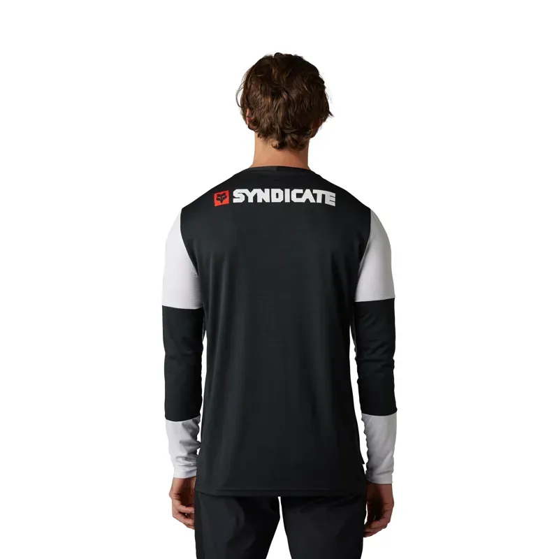 Fox Defend Syndicate Long Sleeve Jersey in White/Black-2