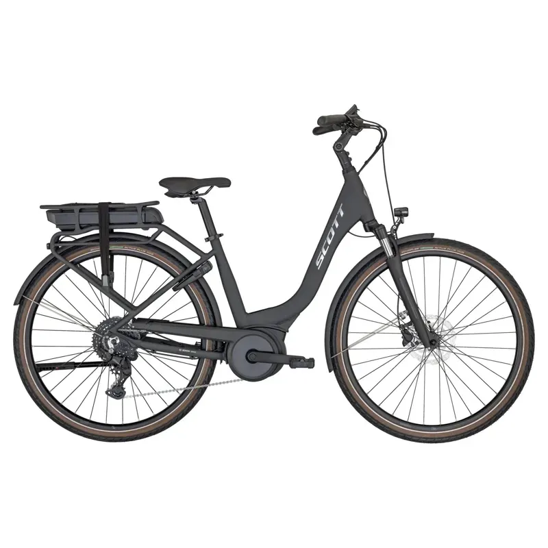 Scott Bike Sub Active eRIDE 10 Unisex Rack Electric Hybrid Bike 2024 in Black