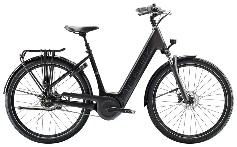 Trek District+ 4 Coaster Lowstep 400Wh City Electric Hybrid Bike 2026 in Trek Black-1