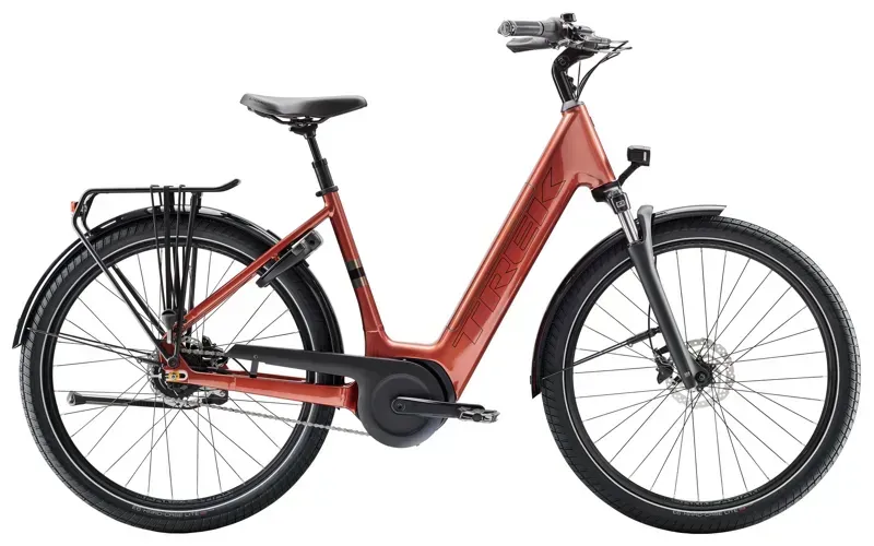 Trek District+ 4 Coaster Lowstep 400Wh City Electric Hybrid Bike 2026 in Pennyflake-1