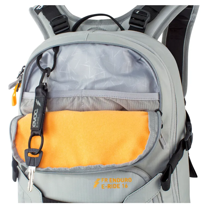 Evoc FR Enduro E-Ride Protector Backpack in Stone Grey/Bright Orange-9