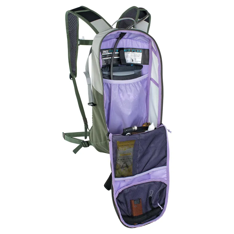 Evoc Ride Performance Backpack 8L in Stone Grey/Dark Olive Green-5