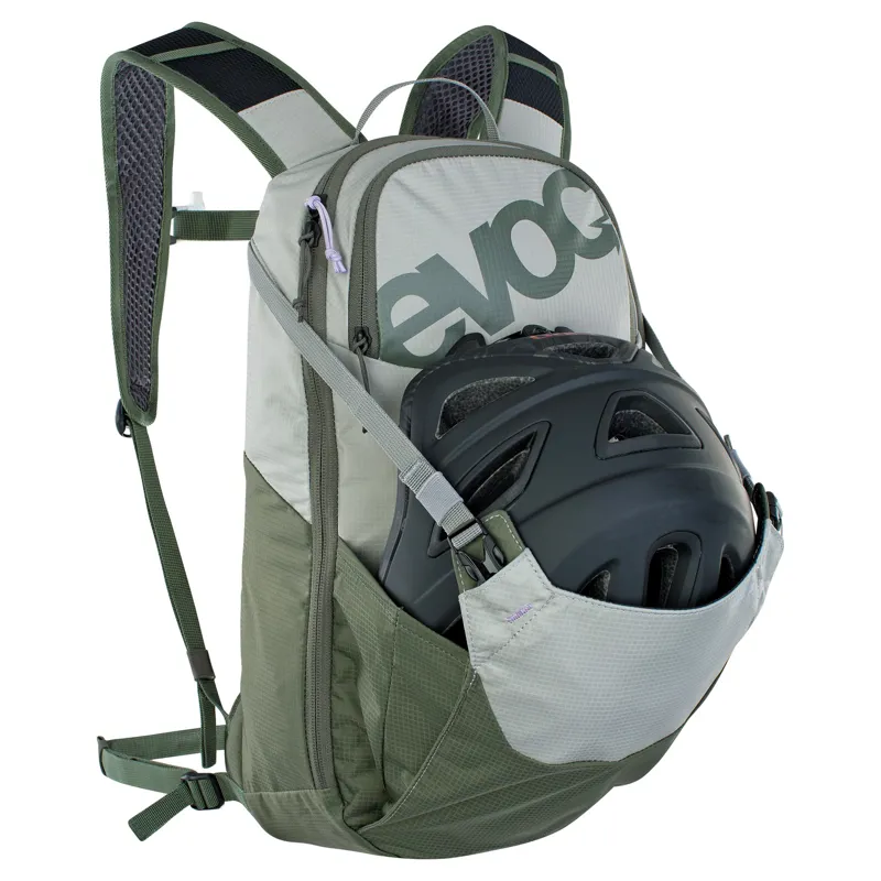 Evoc Ride Performance Backpack 8L + 2L Bladder in Stone Grey/Dark Olive Green-3