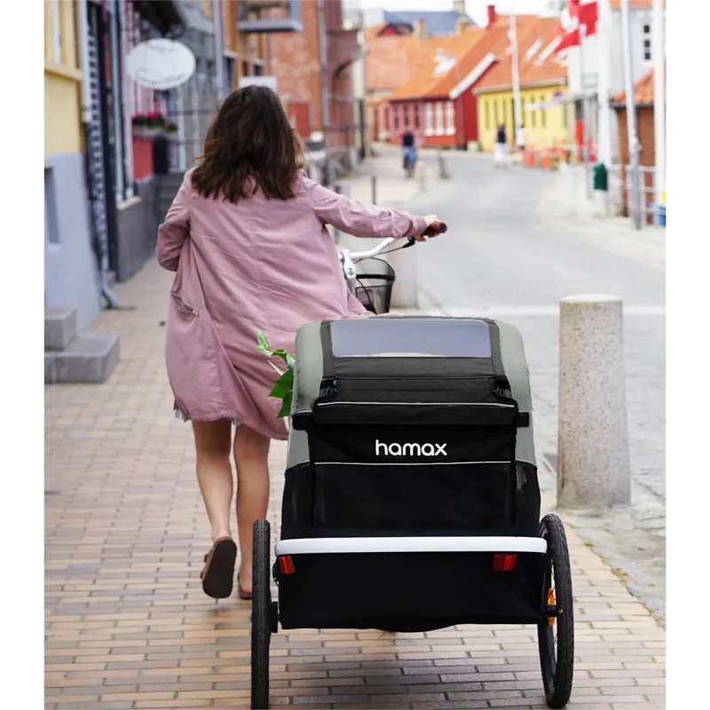 Hamax Avenida Twin Child Bike Trailer in Olive Green-3