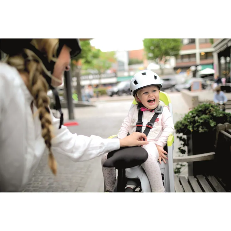 Hamax Amaze Child Bike Seat With Carrier Adapter in Light Grey with Grey and Lime Padding-3