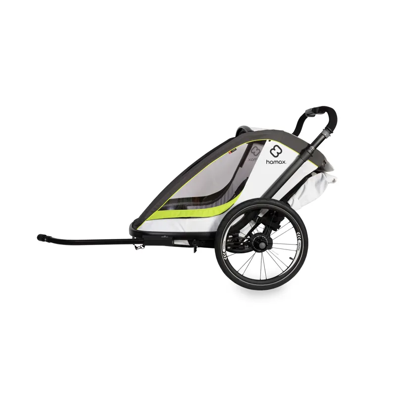 Hamax Breeze Twin Child Bike Trailer in White/Green-1