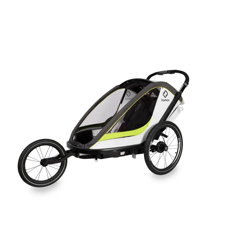 Hamax Breeze Twin Child Bike Trailer in White/Green-4