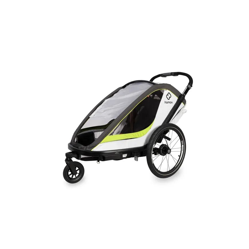 Hamax Breeze Twin Child Bike Trailer in White/Green-6