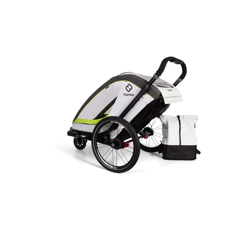 Hamax Breeze Twin Child Bike Trailer in White/Green-9