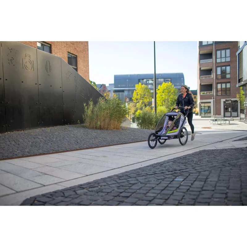 Hamax Breeze Twin Child Bike Trailer in White/Green-11