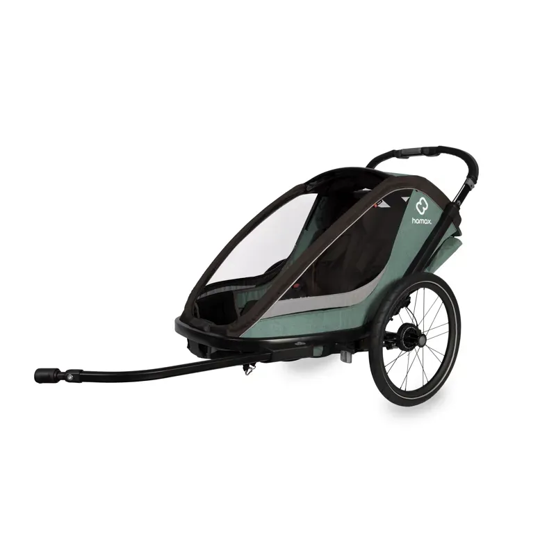 Balfes Bikes Hamax Cocoon Twin Child Bike Trailer In Green/Black | Free postage over £30, £10 off first order, price match & 0% finance.