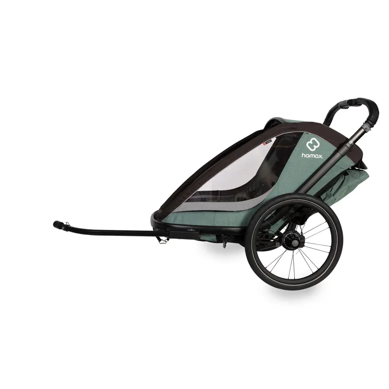 Hamax Cocoon Twin Child Bike Trailer In Green/Black-1