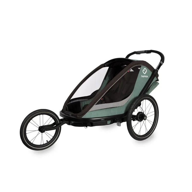 Hamax Cocoon Twin Child Bike Trailer In Green/Black-2