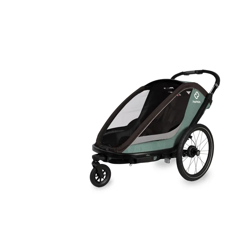 Hamax Cocoon Twin Child Bike Trailer In Green/Black-4
