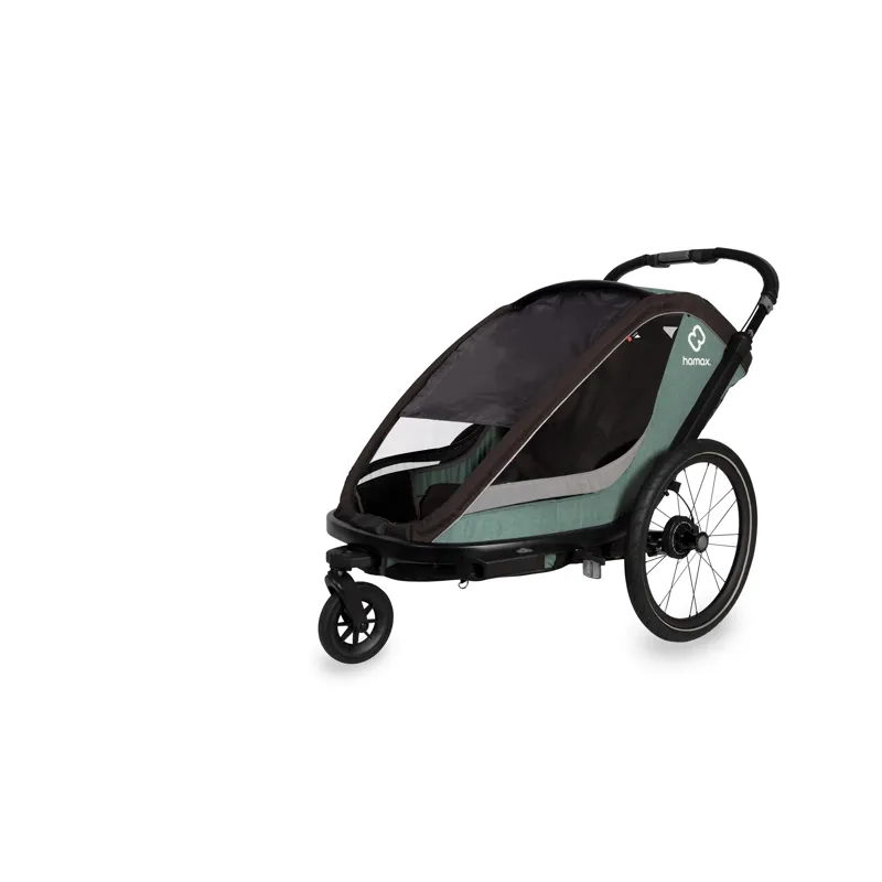 Hamax Cocoon Twin Child Bike Trailer In Green/Black-6