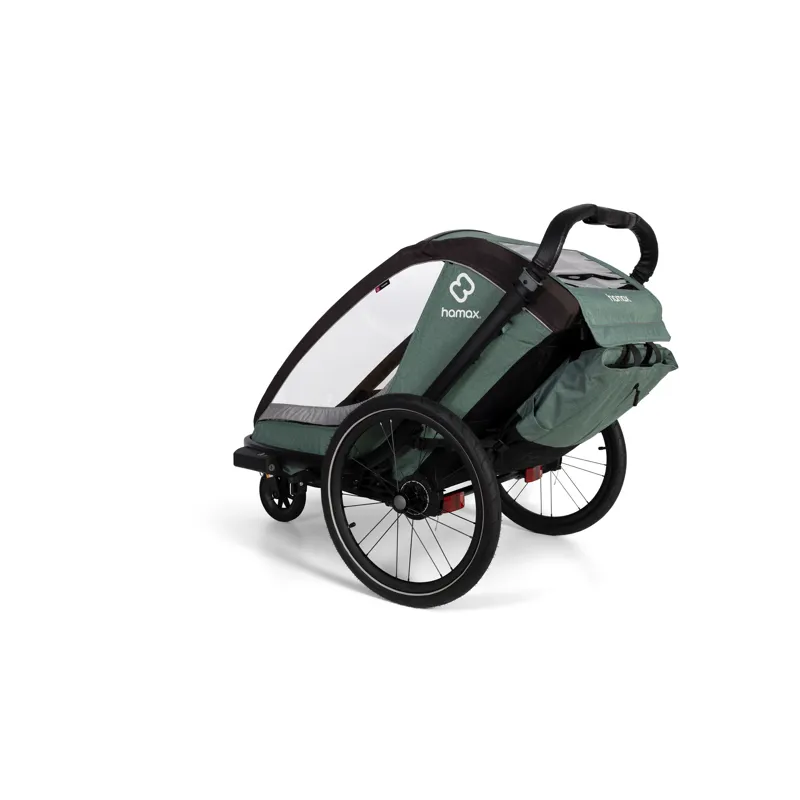 Hamax Cocoon Twin Child Bike Trailer In Green/Black-9