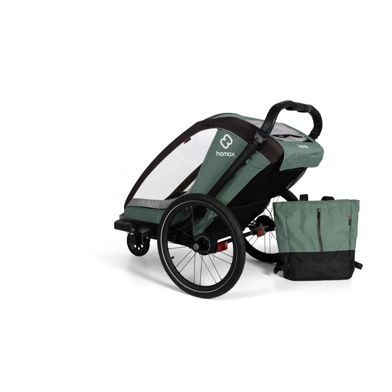 Hamax Cocoon Twin Child Bike Trailer In Green/Black-10
