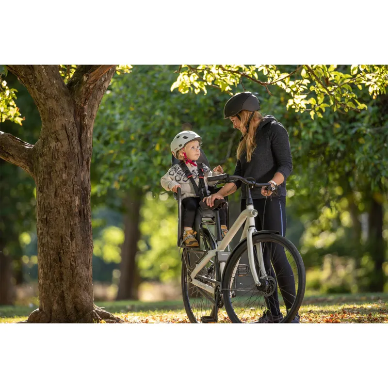 Hamax Zenith Child Bike Seat With Carrier Adapter in Grey with Red Padding-3