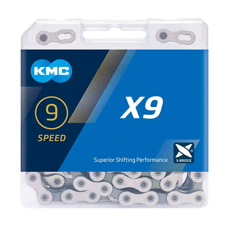 Balfes Bikes Kmc KMC X9 Chain 122L in Silver/Grey | Free postage over £30, £10 off first order, price match & 0% finance.