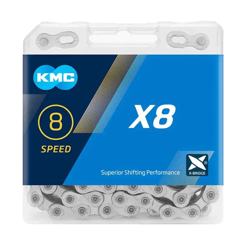 Balfes Bikes Kmc KMC X8 Chain 114L in Silver | Free postage over £30, £10 off first order, price match & 0% finance.