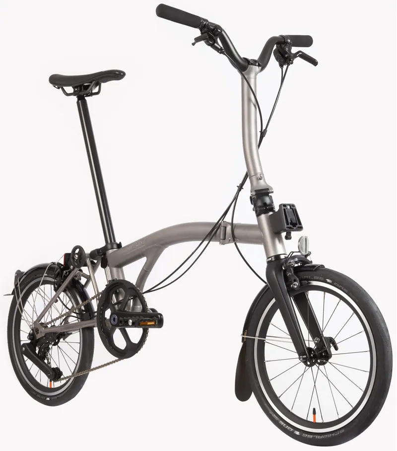 Brompton T Line Explore 12 Speed Folding Bike 2025 in Blasted Titanium - Mid-1