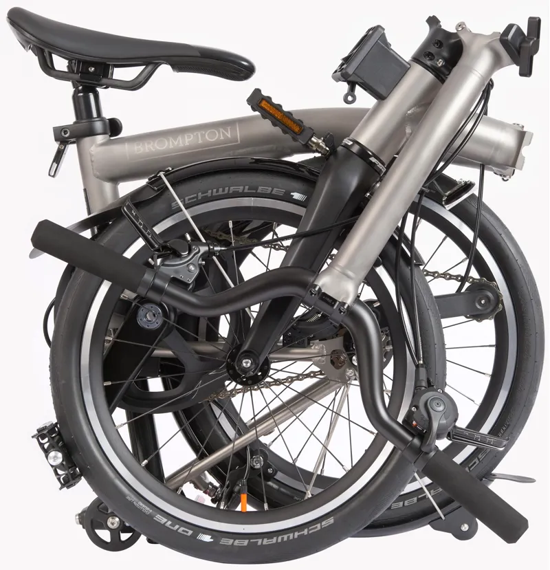 Brompton T Line Explore 12 Speed Folding Bike 2025 in Blasted Titanium - Mid-4