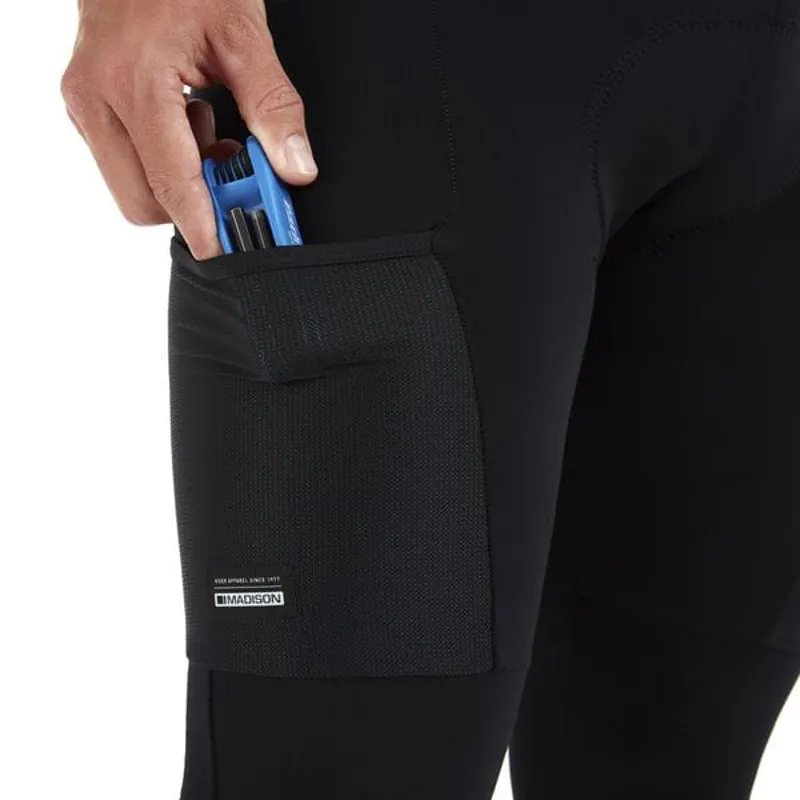 Madison Roam DWR Cargo Bib Tights in Black-4