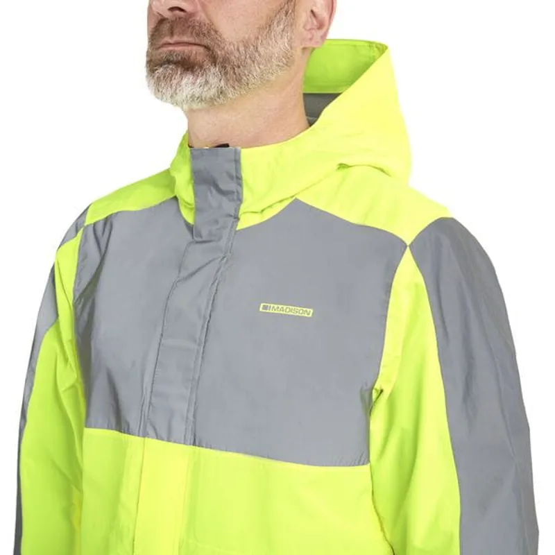Madison Stellar FiftyFifty Reflective Waterproof Jacket in Hi-Viz Yellow/Silver-4