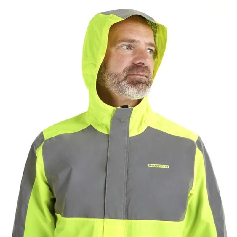 Madison Stellar FiftyFifty Reflective Waterproof Jacket in Hi-Viz Yellow/Silver-5