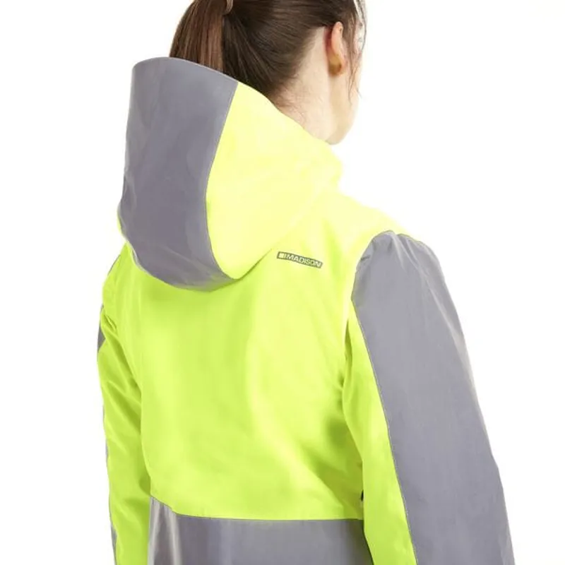 Madison Women's Stellar FiftyFifty Reflective Waterproof Jacket in Hi-Viz Yellow/Silver-2