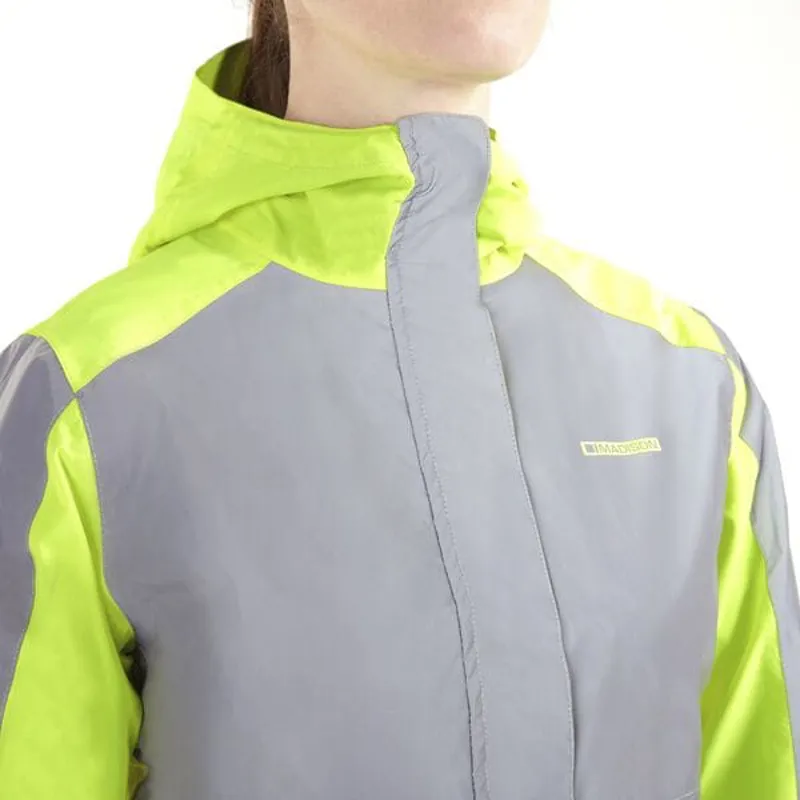Madison Women's Stellar FiftyFifty Reflective Waterproof Jacket in Hi-Viz Yellow/Silver-3