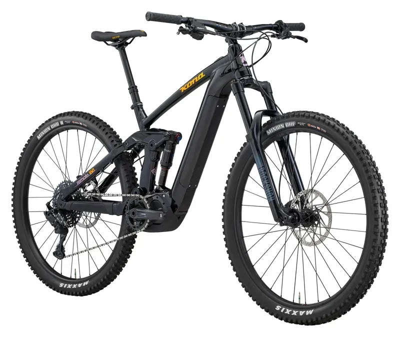 Kona Remote 160 Electric Mountain Bike 2026 in Gloss Black w/ Furnace Fade and Purple Decals-1