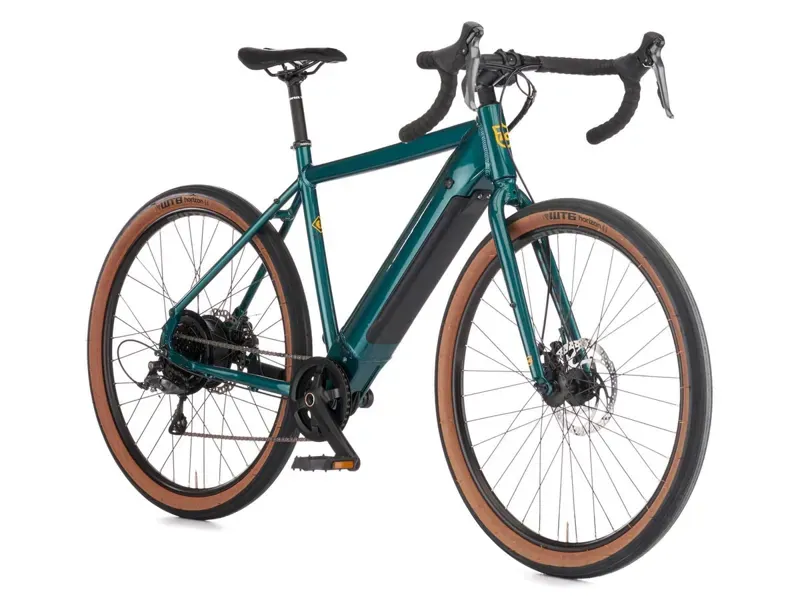 Kona Rove HD Electric Gravel Bike 2026 in Gloss Metallic Green w/ Matte Black Forest and Indicator Yellow Decals-1