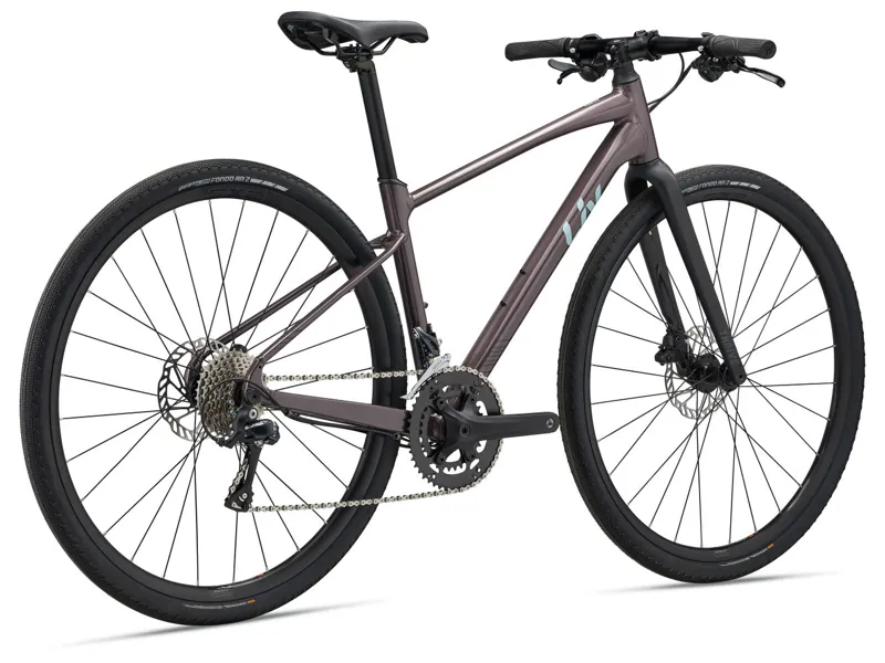 Liv Thrive 2 Womens Hybrid Bike 2024 in Gloss Charcoal Plum-7