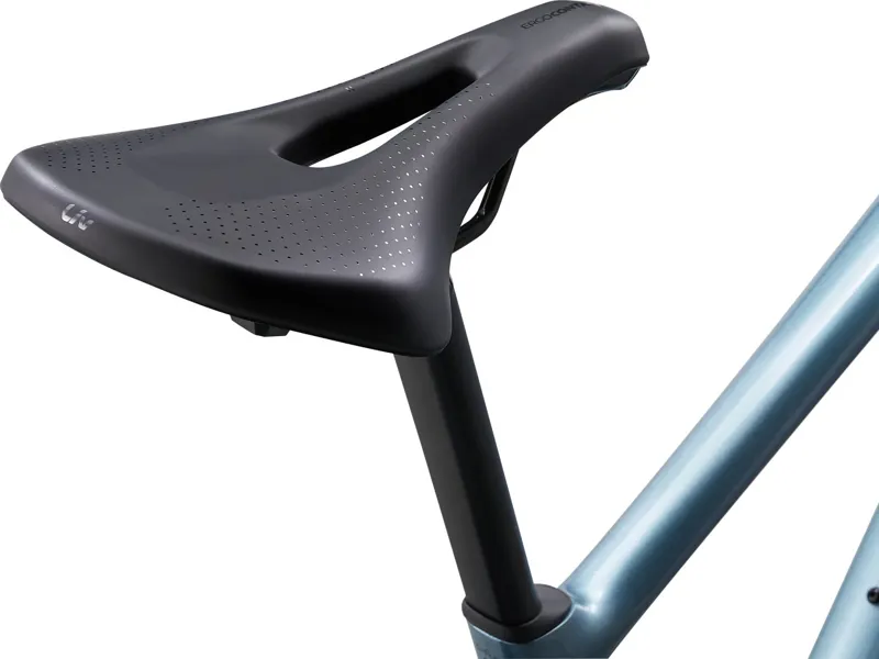 Thrive Advanced 1 Womens Hybrid Bike 2024 in Gloss Aged Denim/Carbon-2