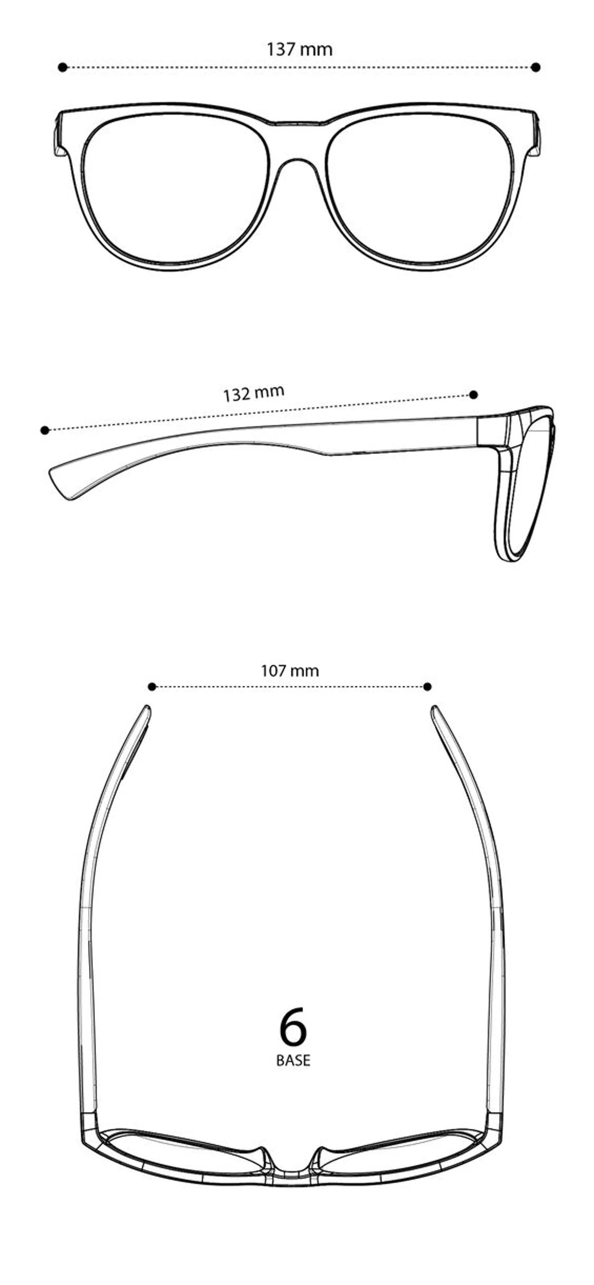 Koo Cosmo Sunglasses Size Guide 137 x 132 x 107 mm