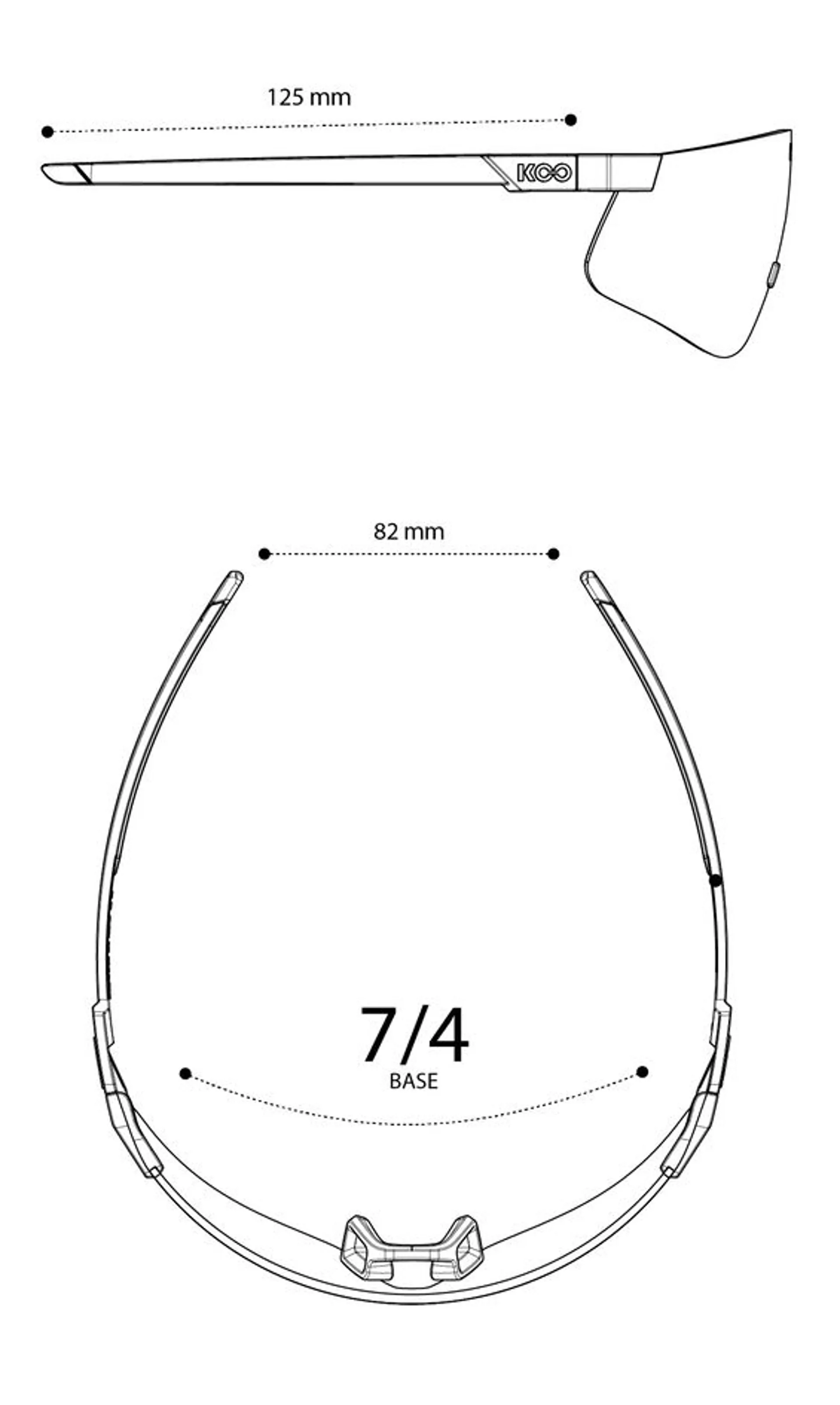 Koo Nova Sunglasses Size Guide 125 x 82 mm