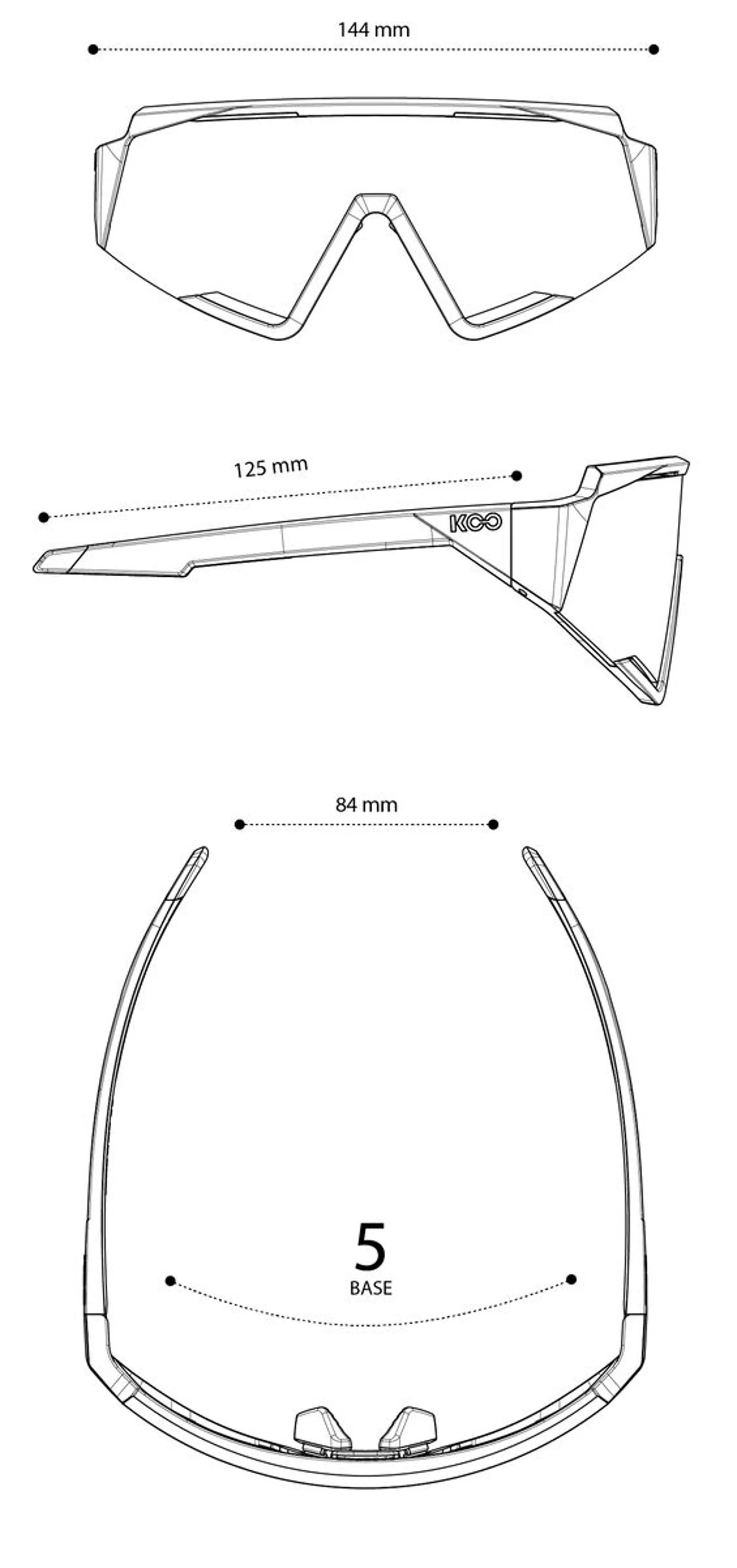 Koo Spectro Sunglasses Sizing 144 x 125 x 84 mm