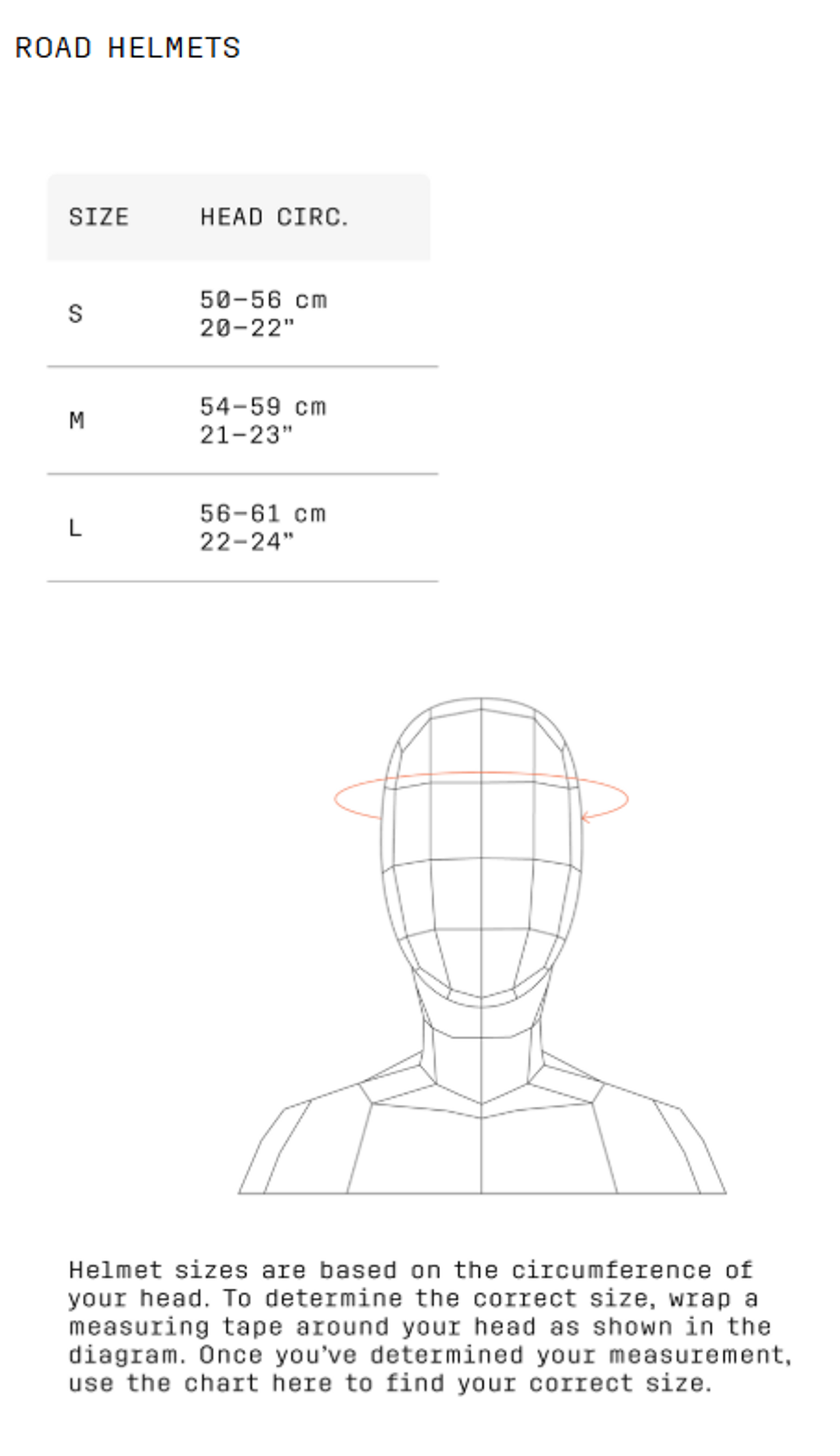 POC Road Helmet Size Guide