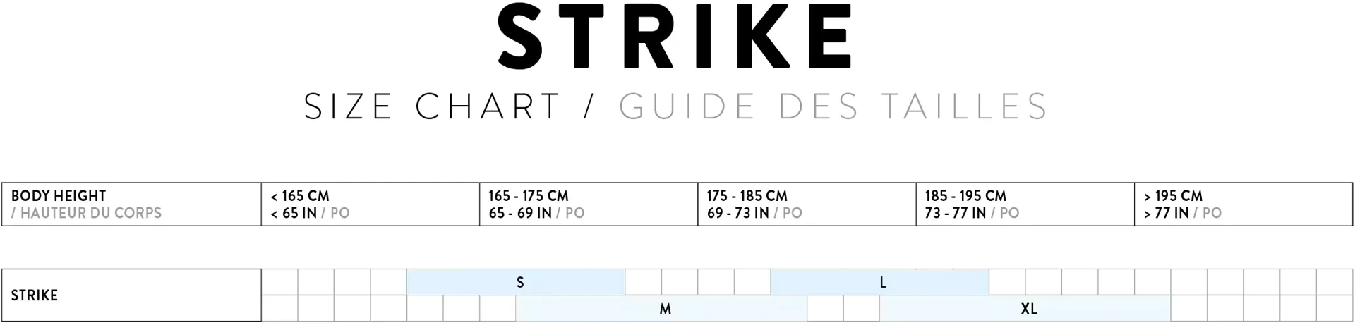 Scott Strike eRide size chart