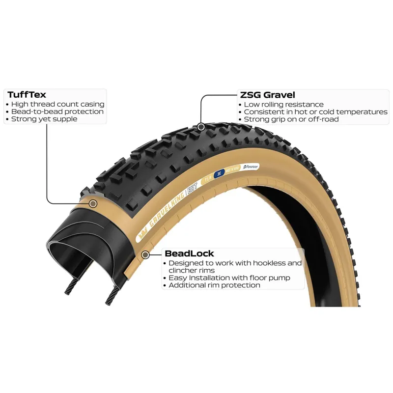 Panaracer Gravelking EXT TLR 700c Gravel Tyre in Black-2
