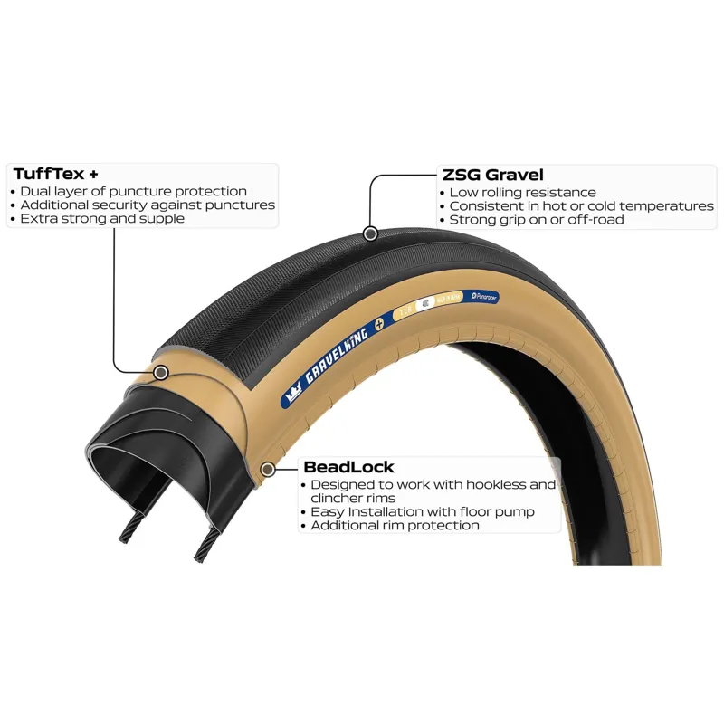 Panaracer Gravelking Slick Plus TLR 700c Gravel Tyre in Black/Brown-2
