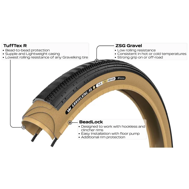 Panaracer Gravelking Semi Slick R-Line TLR 700c Gravel Tyre in Black/Amber-2