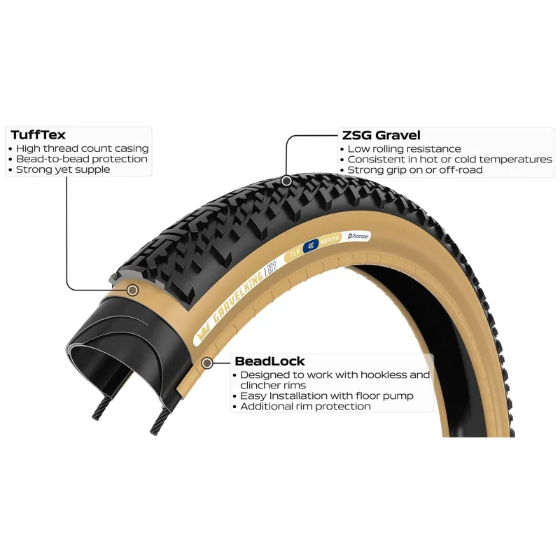 Panaracer Gravelking X1 TLR 700c Gravel Tyre in Black/Brown-4